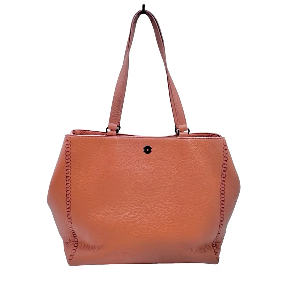 DAGNER DOVER - ALLYN soft pink pebble leather tote bag - laptop compartment